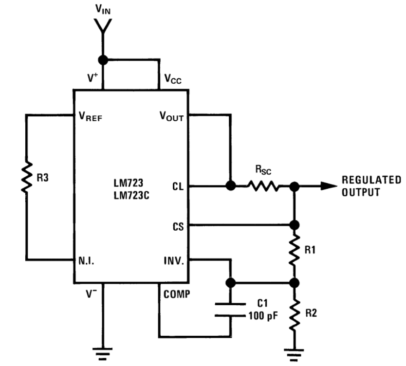 LM723_basic_high_voltage_regulator