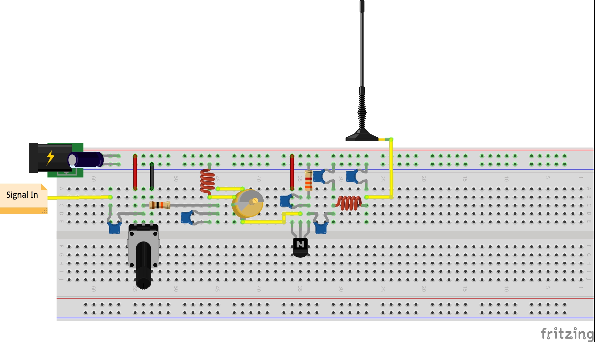 one transistor fm receiver breadboard